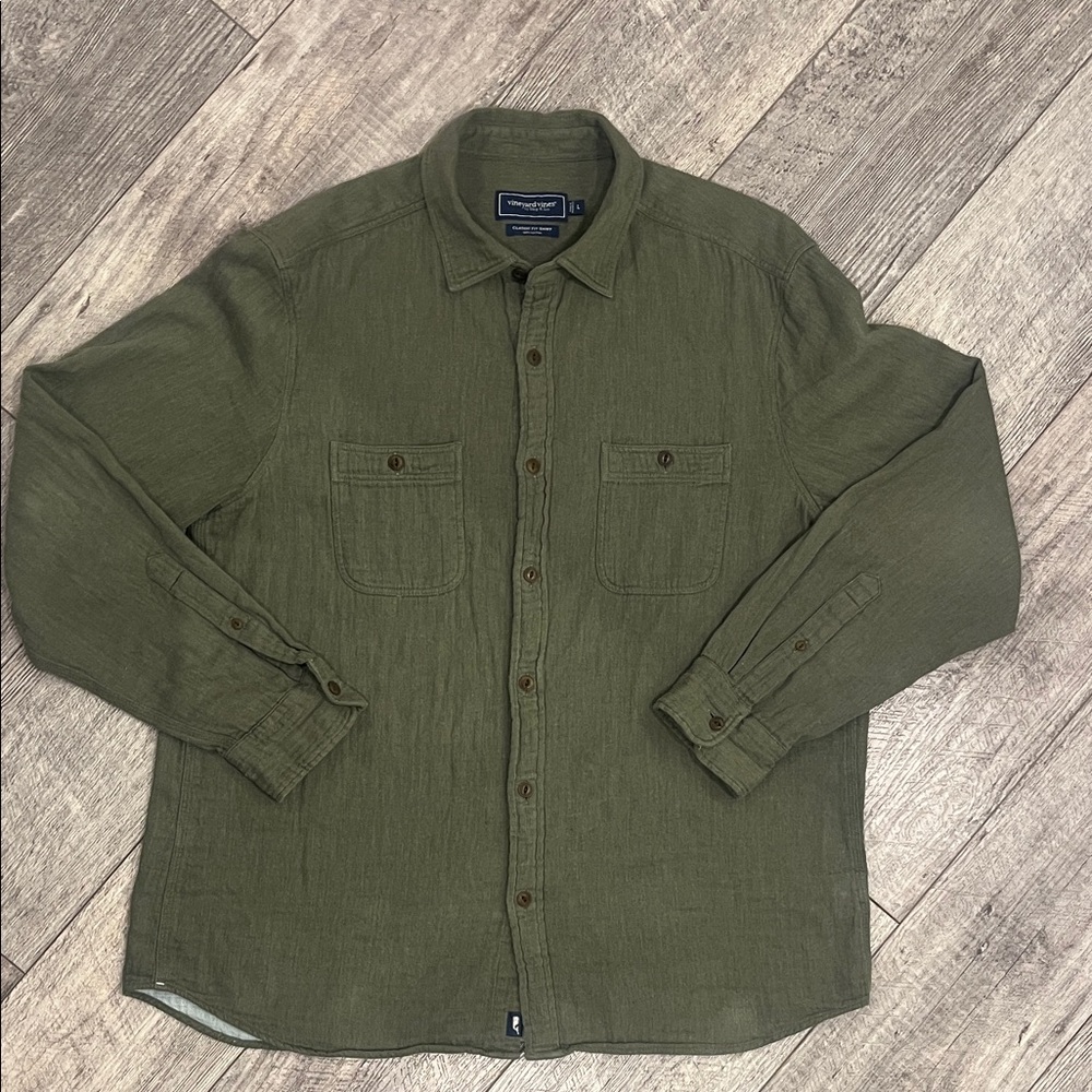 Vineyard Vines Olive Classic Fit Shirt- Size Large